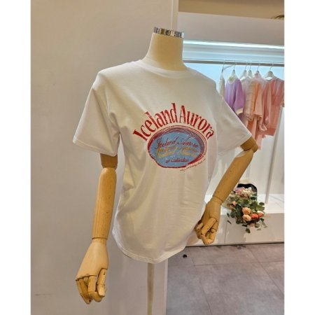 빅 프린팅 라운드 티셔츠