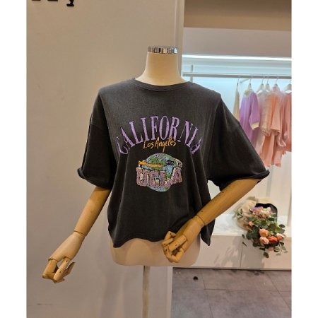 영문 프린팅 오버핏 티셔츠