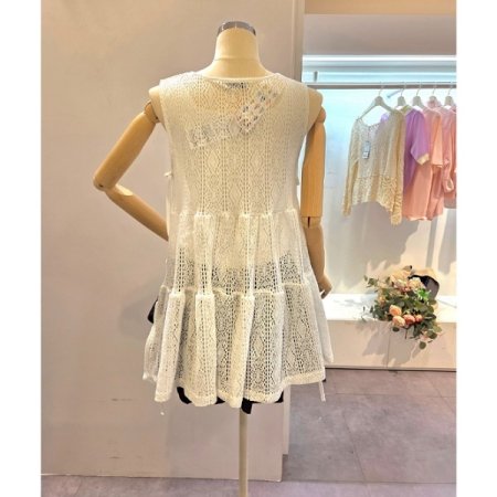 양 리본 펀칭 블라우스