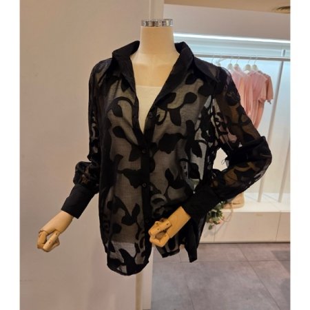 플라워 시스루 블라우스