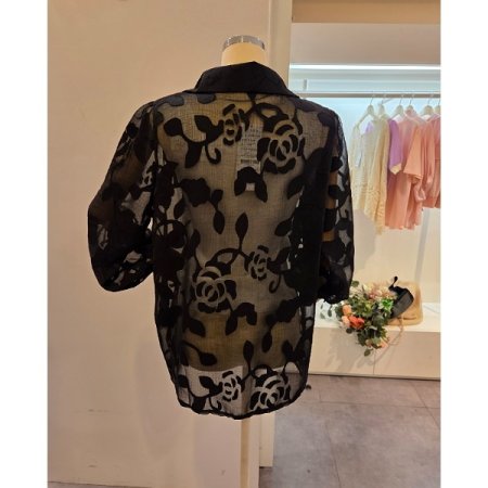 플라워 시스루 블라우스