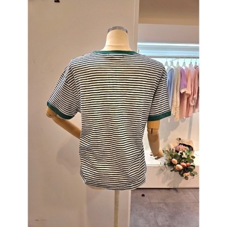 스트라이프 라운드넥 티셔츠