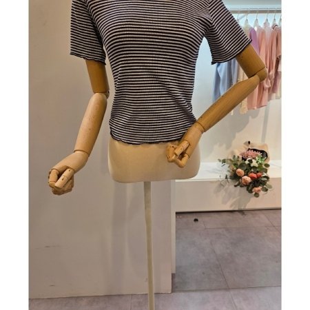 스트라이프 라운드넥 슬림핏 티셔츠