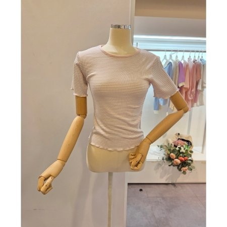 스트라이프 라운드넥 슬림핏 티셔츠
