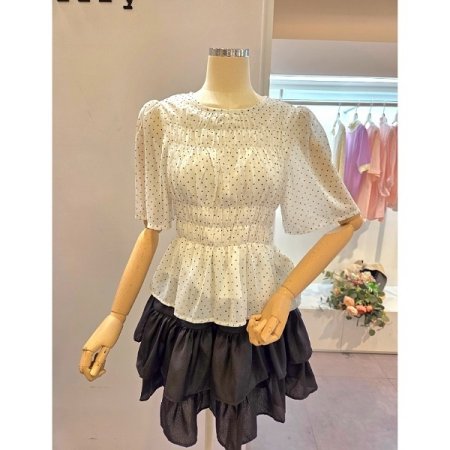 도트패턴 블라우스