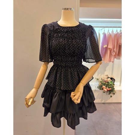 도트패턴 블라우스