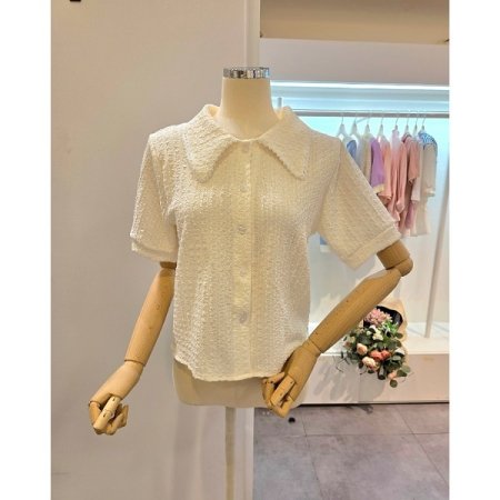 레이스 스카프 카라 블라우스