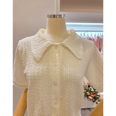 레이스 스카프 카라 블라우스