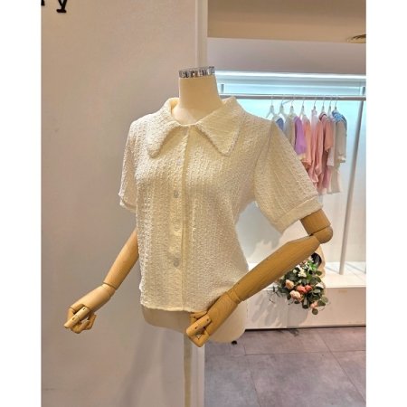 레이스 스카프 카라 블라우스