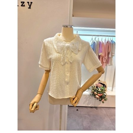 레이스 스카프 카라 블라우스