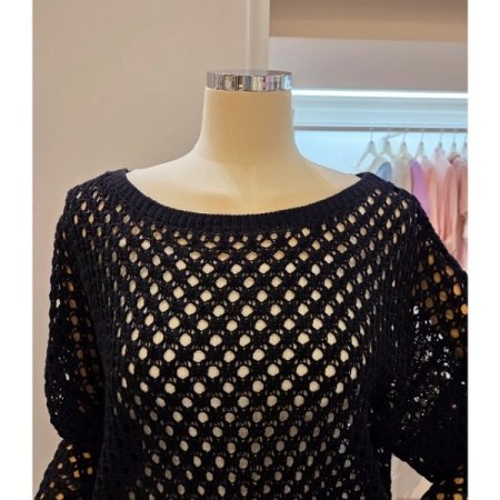 보트넥 그물망 니트