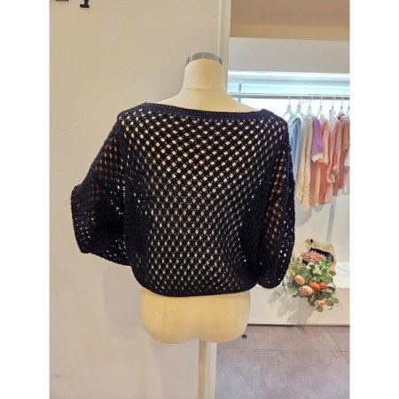 보트넥 그물망 니트