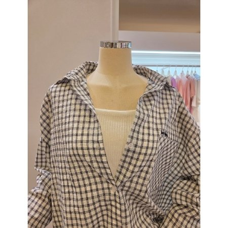 백 레터링 루즈핏 체크셔츠