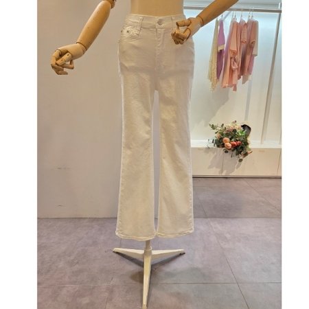 세미부츠컷 면 팬츠