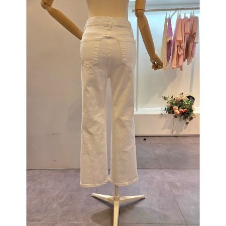 세미부츠컷 면 팬츠