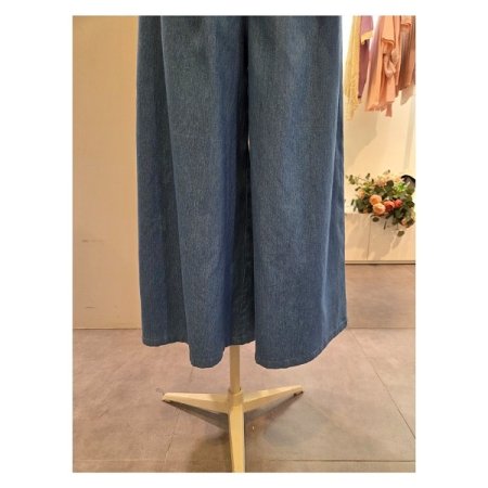 밴딩 핀턱 통 와이드 팬츠