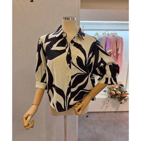 나염 카라 블라우스