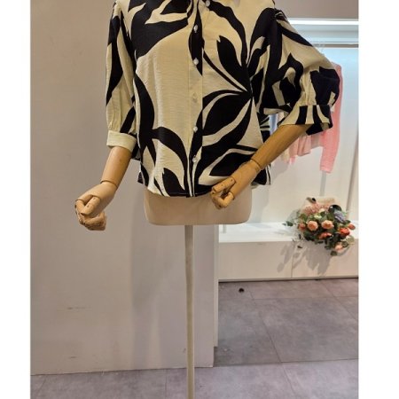 나염 카라 블라우스