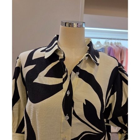 나염 카라 블라우스