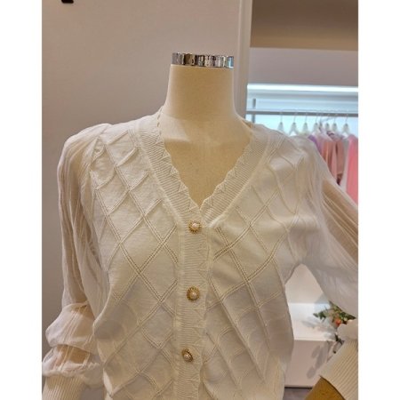 시스루 소매 니트 가디건