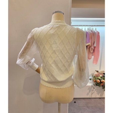 시스루 소매 니트 가디건