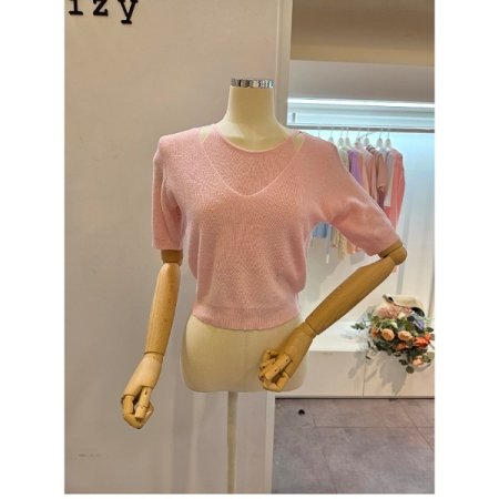 숏 골지 트임 니트