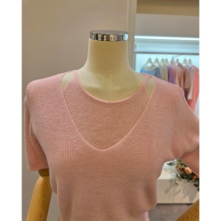 숏 골지 트임 니트