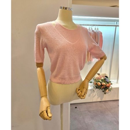 숏 골지 트임 니트