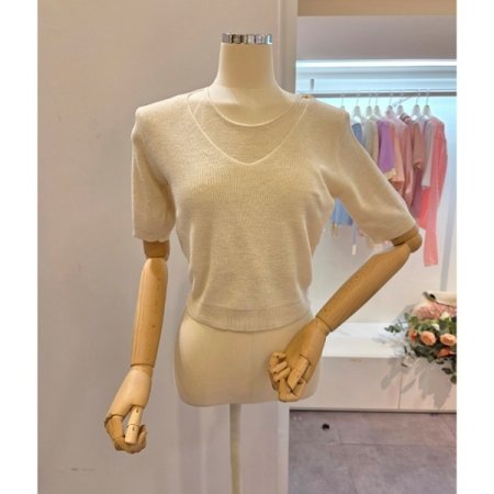 숏 골지 트임 니트