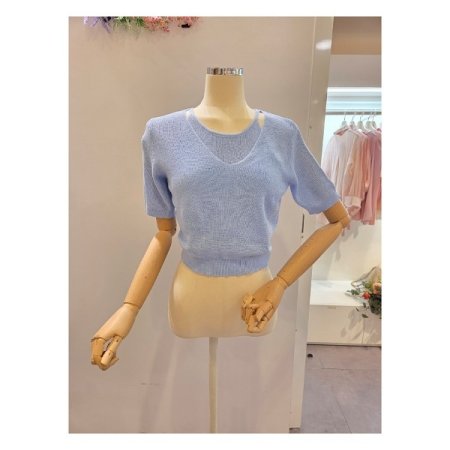 숏 골지 트임 니트