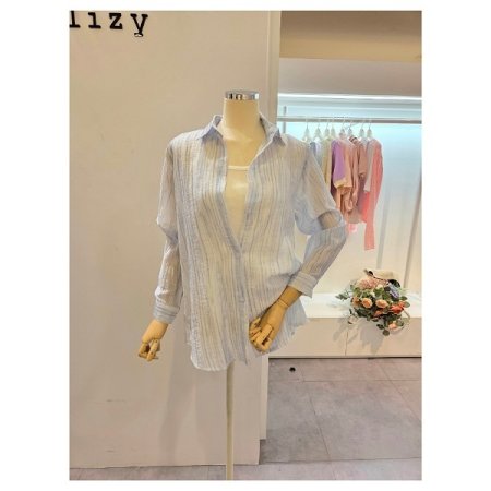 줄지 패턴 루즈핏 셔츠