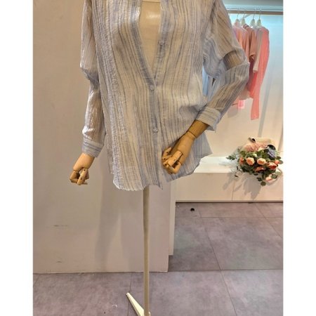 줄지 패턴 루즈핏 셔츠