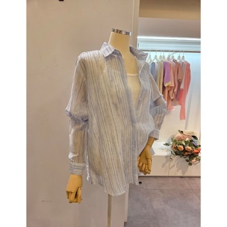 줄지 패턴 루즈핏 셔츠