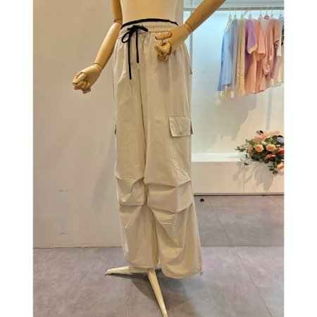 핀턱 카고 와이드 팬츠