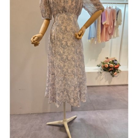 뒷 리본 플라워 원피스