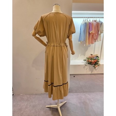 허리 스트링 나일론 원피스