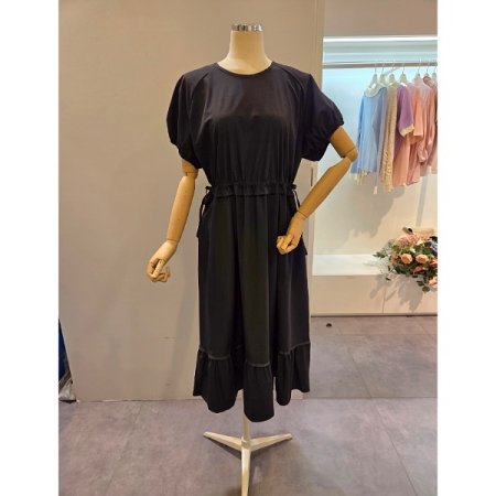 허리 스트링 나일론 원피스