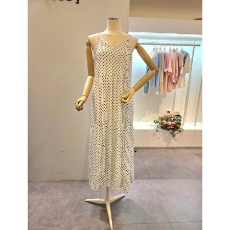 미니플라워 끈 롱 원피스