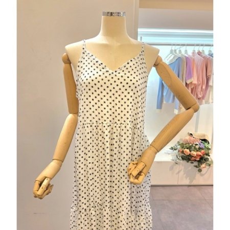 미니플라워 끈 롱 원피스