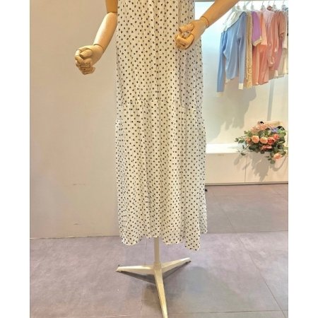 미니플라워 끈 롱 원피스