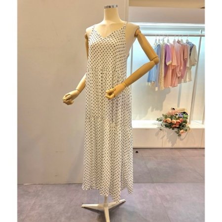 미니플라워 끈 롱 원피스