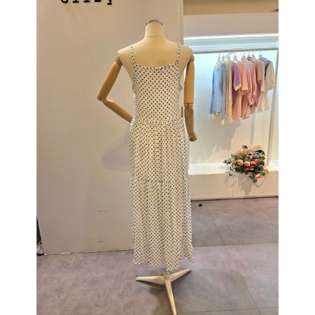 미니플라워 끈 롱 원피스