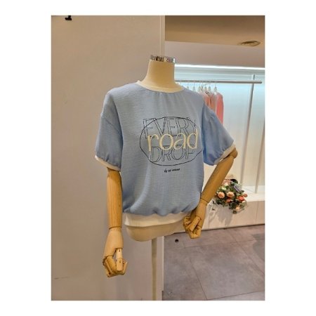 벌룬 소매 라운드넥 티셔츠