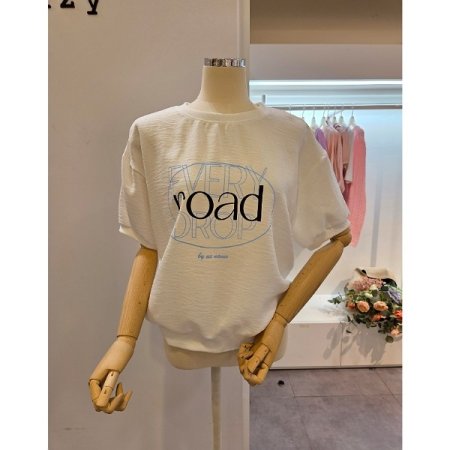 벌룬 소매 라운드넥 티셔츠