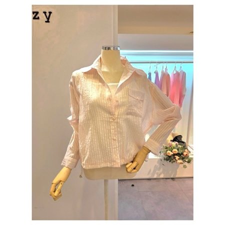 포켓 줄지 스트링 셔츠