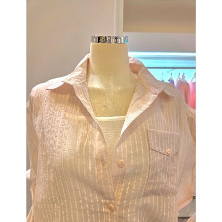 포켓 줄지 스트링 셔츠