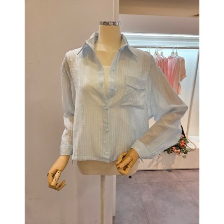 포켓 줄지 스트링 셔츠