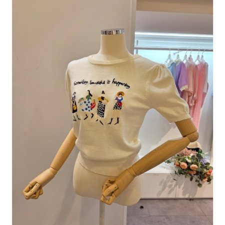 캐릭터 라운드넥 니트