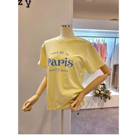 베이직 레터링 라운드넥 티셔츠