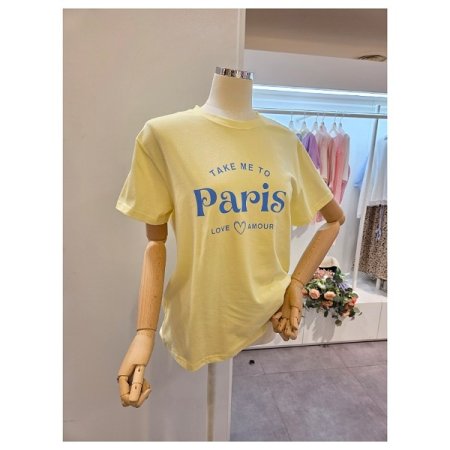 베이직 레터링 라운드넥 티셔츠